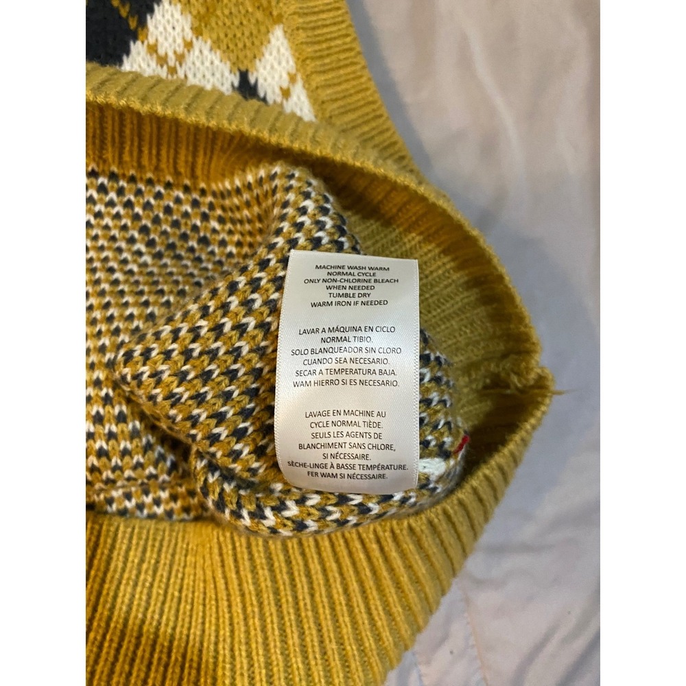 Dickies‎ Girl Mustard Yellow Argyle V-Neck Sweater Vest Womens Large J3426YJ - Picture 5 of 8